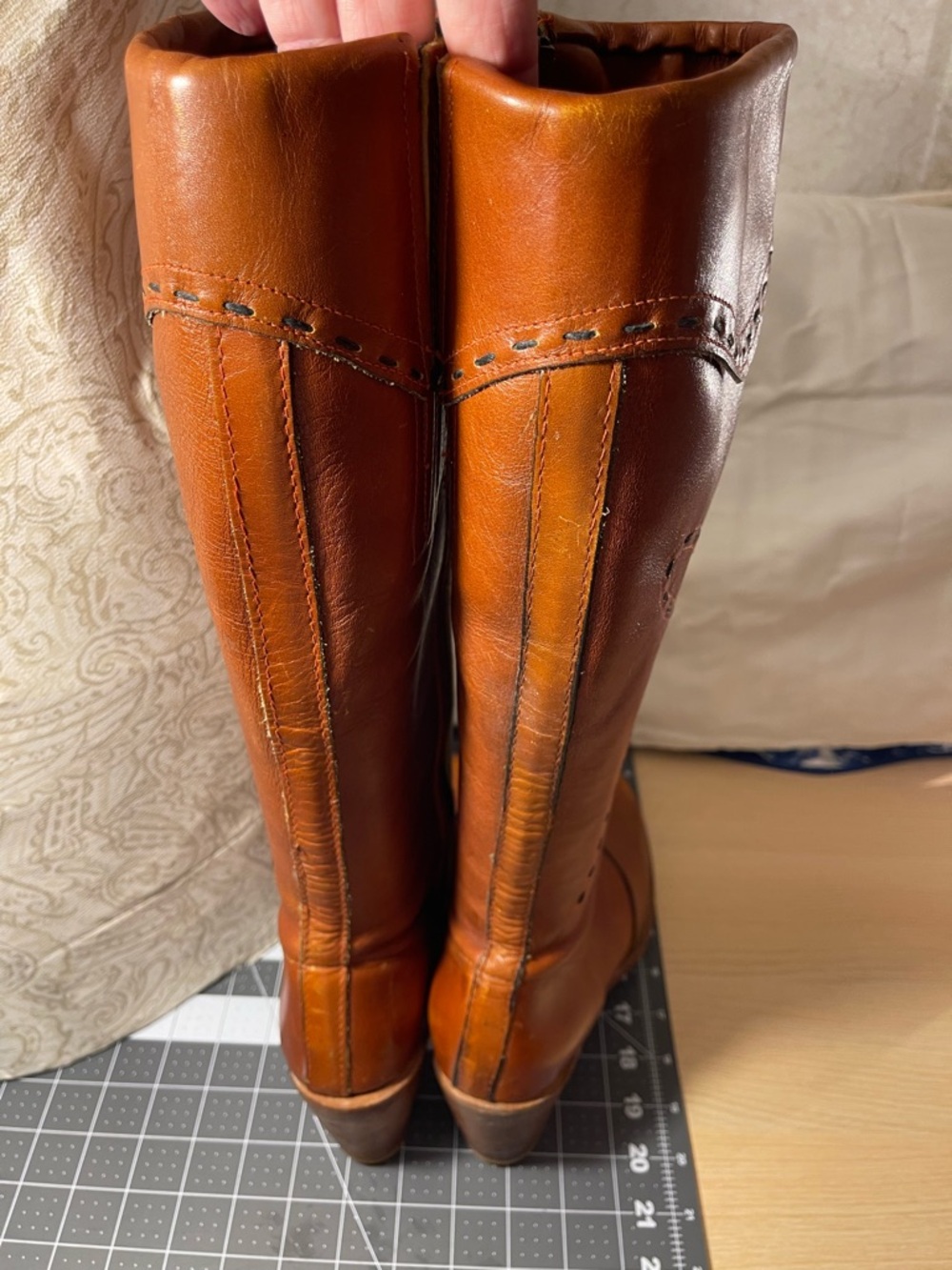 Vintage Women's Dingo Tall Brown Leather Riding Boots - Picture 2 of 11